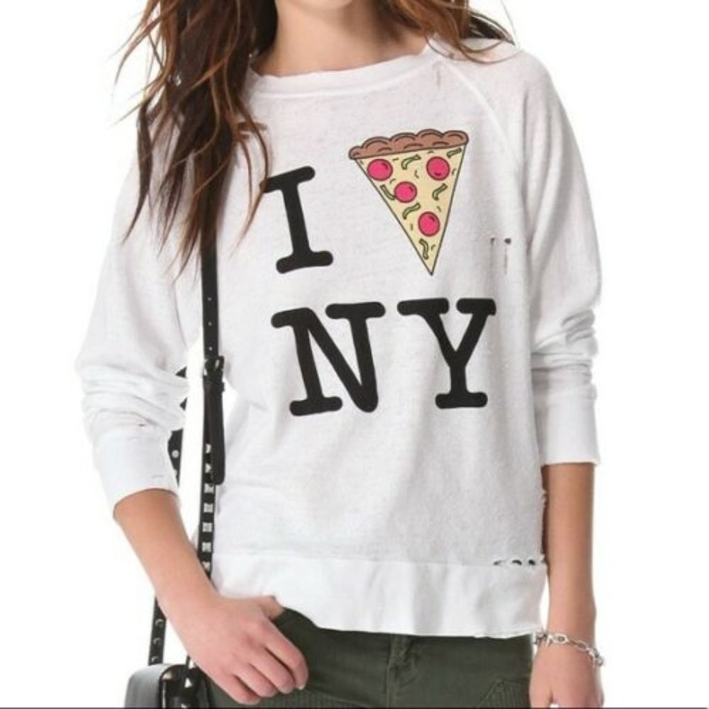 WILDFOX I Pizza NY Distressed Sweatshirt